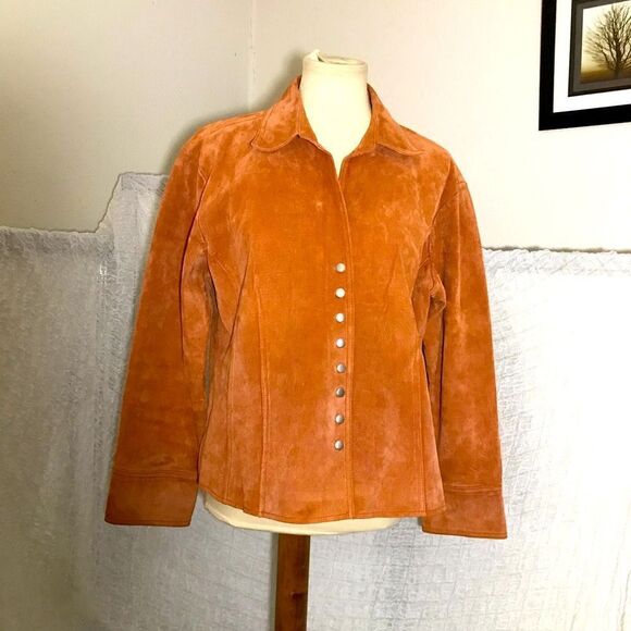 Coldwater Creek Y2K Vtg Suede Orange Jacket Size PXL - Picture 2 of 12